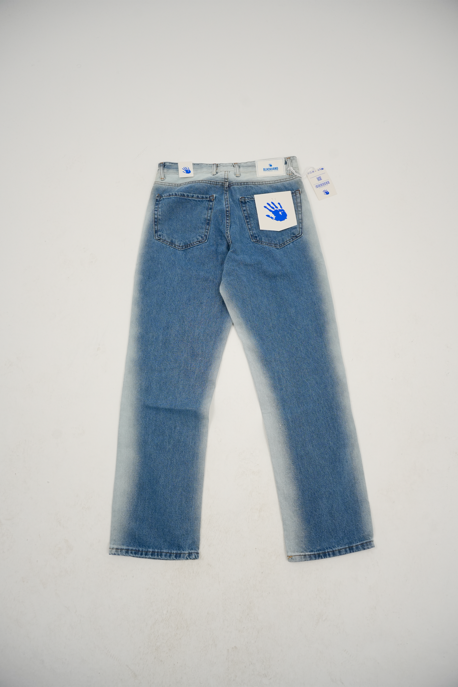 Mavi Beyaz Eskitmeli Jean Pantolon