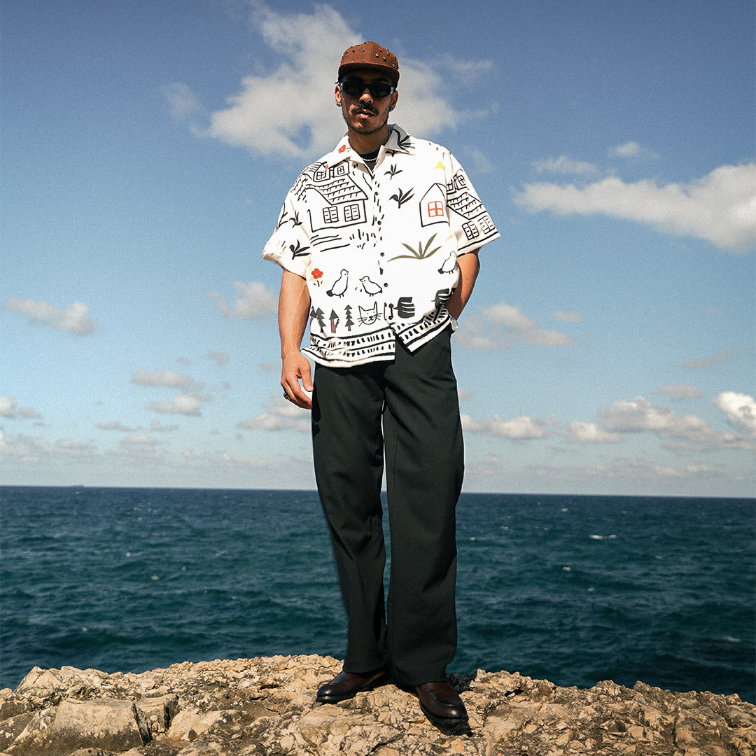 Giz Pattern Oversize Shirt - GG02