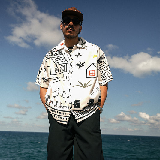 Giz Pattern Oversize Shirt - GG02