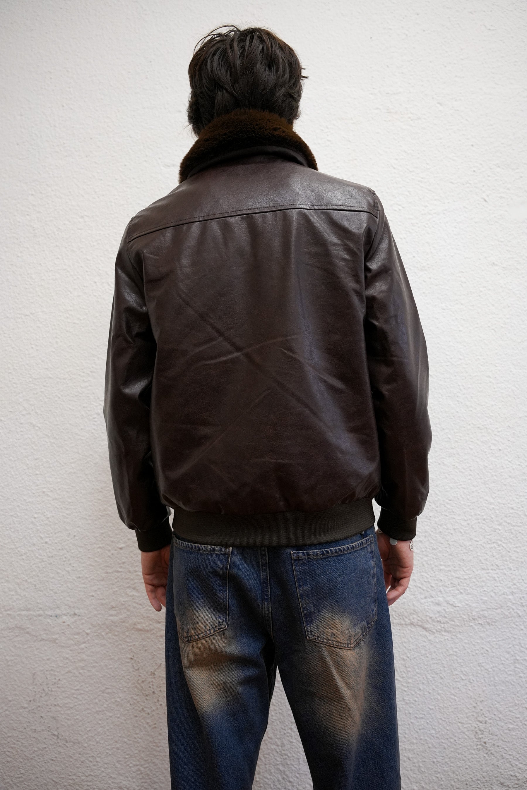 Kürklü Kahverengi Suni Deri Ceket