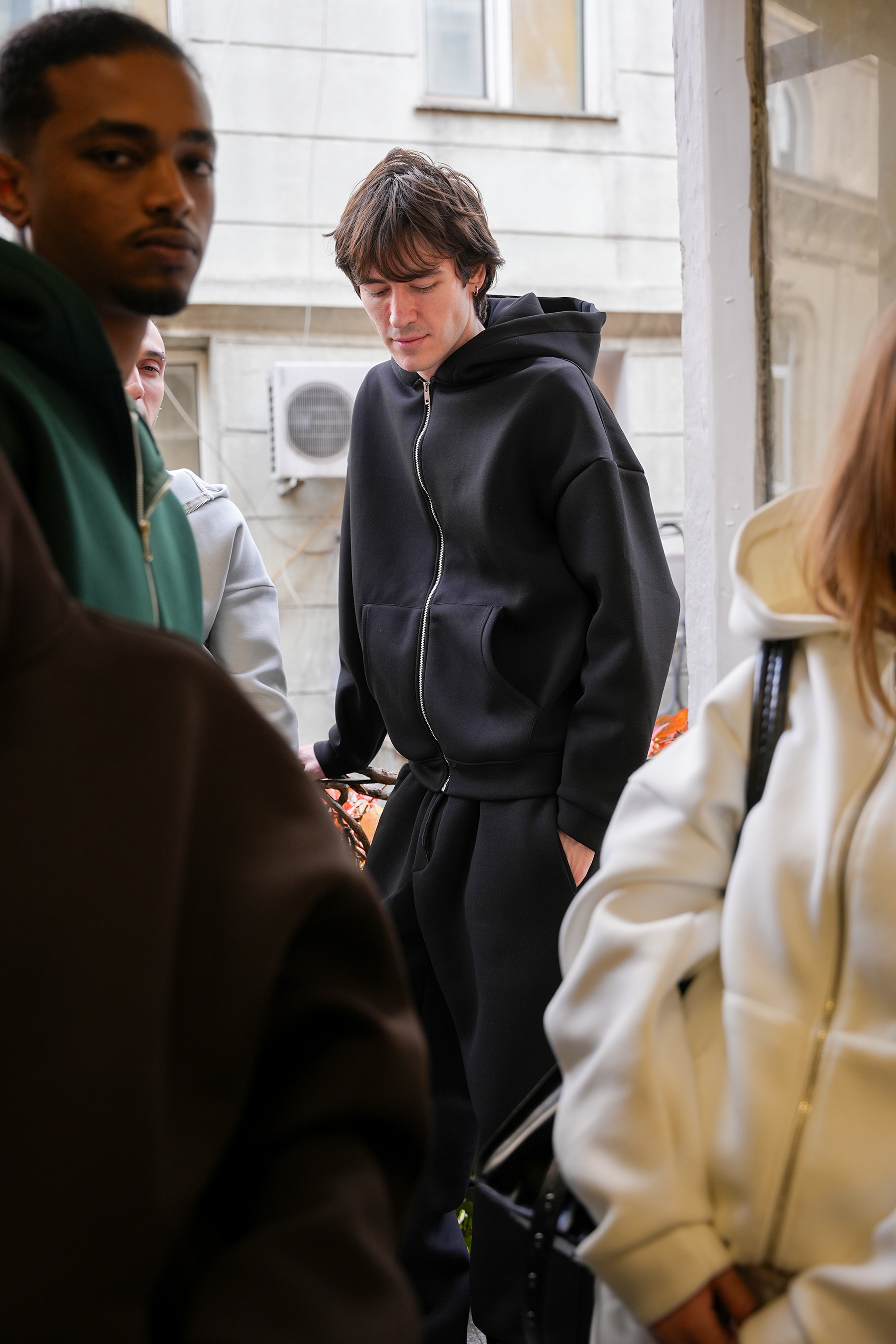 SCUBA HOODED ZIP JACKET - DARK BLACK