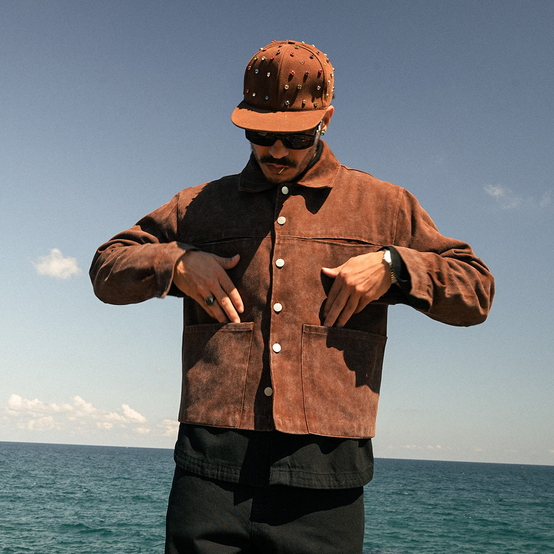 Giz Washed Brown Denim Jacket - GJ-07