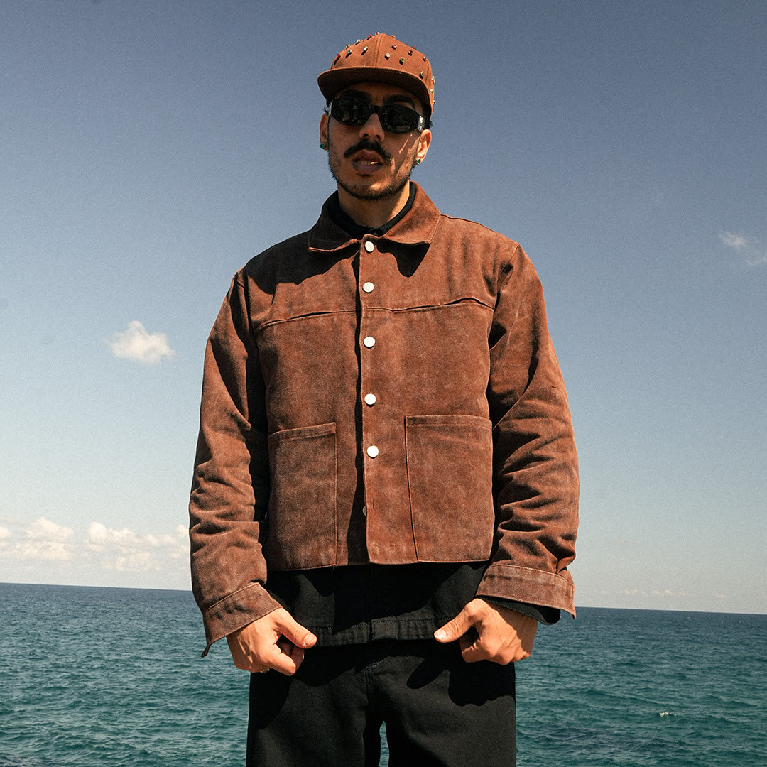 Giz Washed Brown Denim Jacket - GJ-07