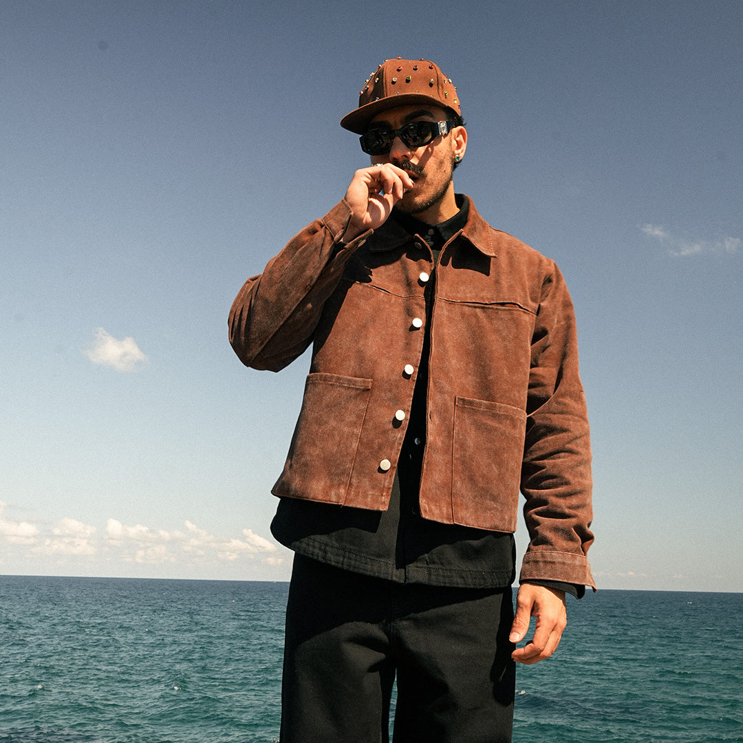 Giz Washed Brown Denim Jacket - GJ-07