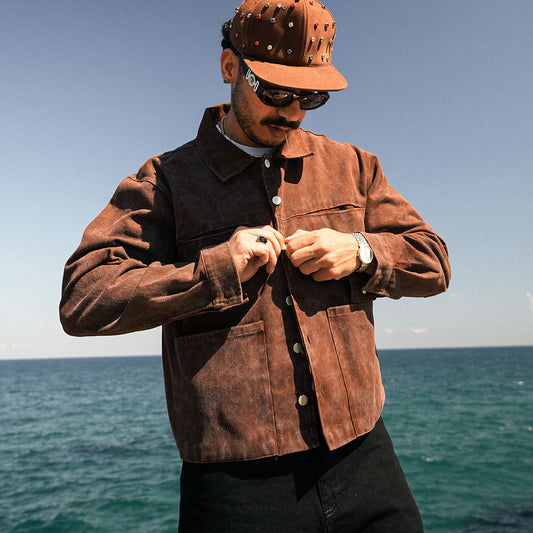Giz Washed Brown Denim Jacket - GJ-07