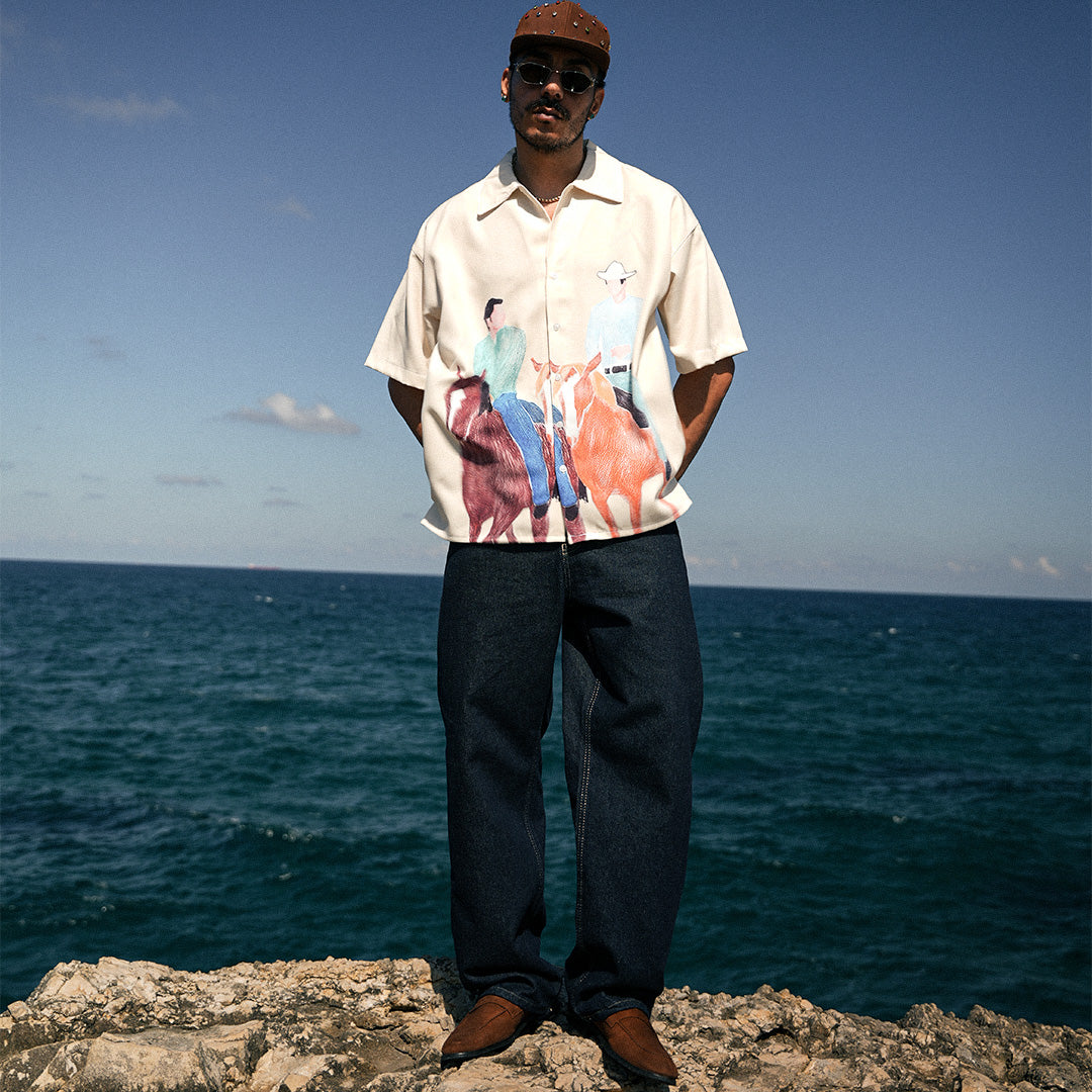 Giz Pattern Oversize Shirt - GG01