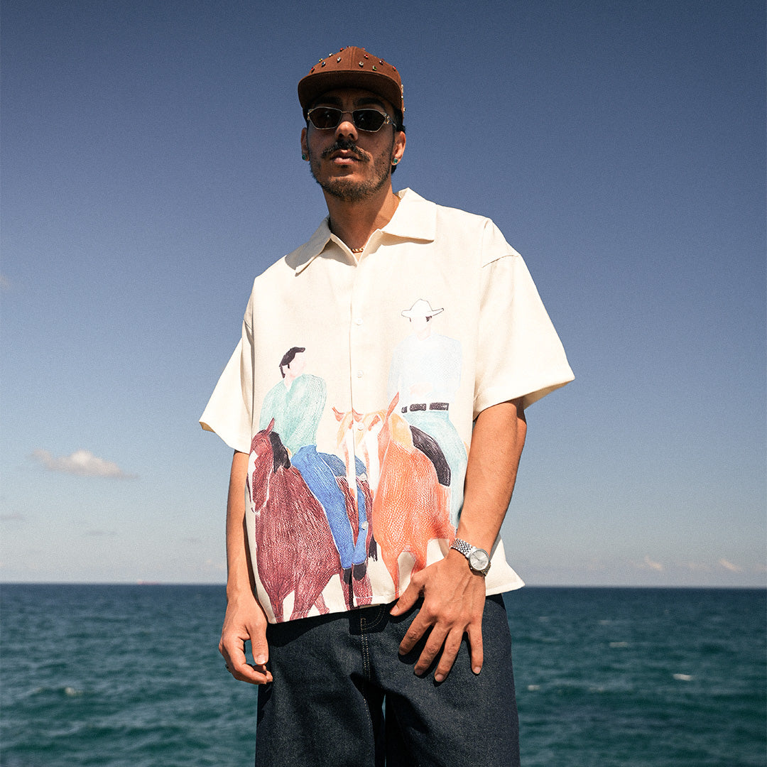 Giz Pattern Oversize Shirt - GG01