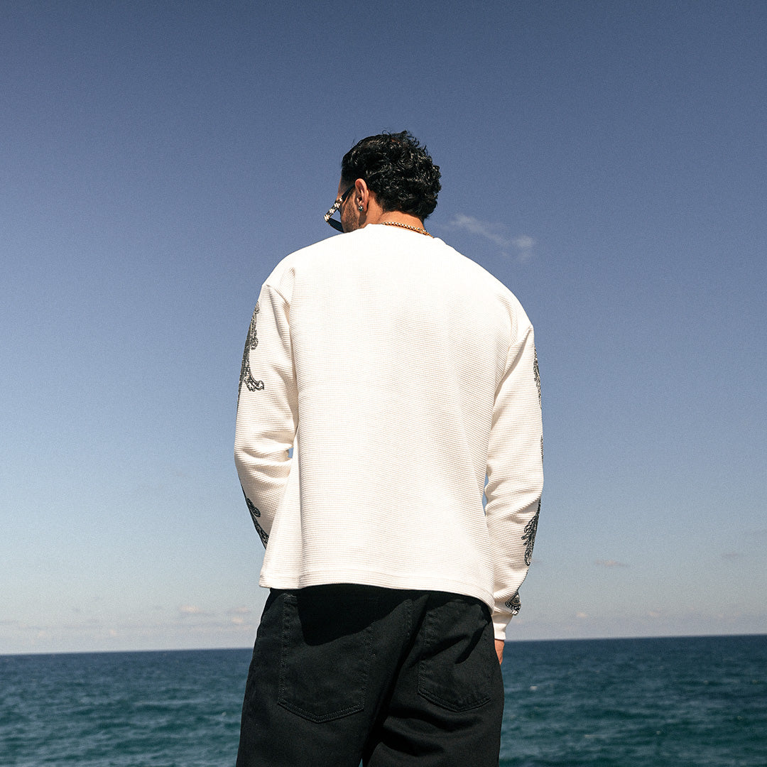 White Pattern Waffle Sweatshirt - GWT-03