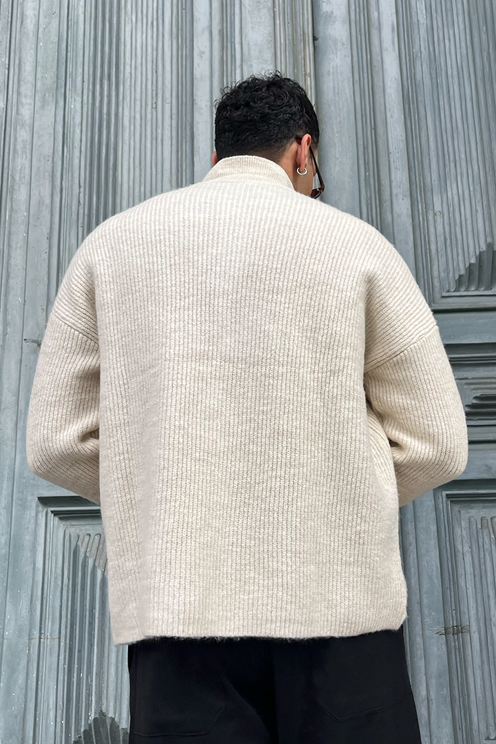 Krem Triko Yünlü - Polo Yaka