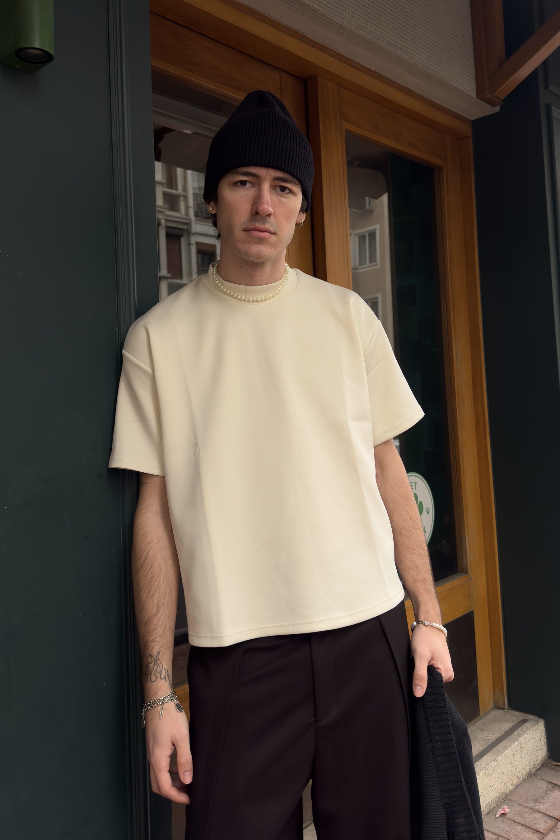 Krem Scuba Crop T-Shirt