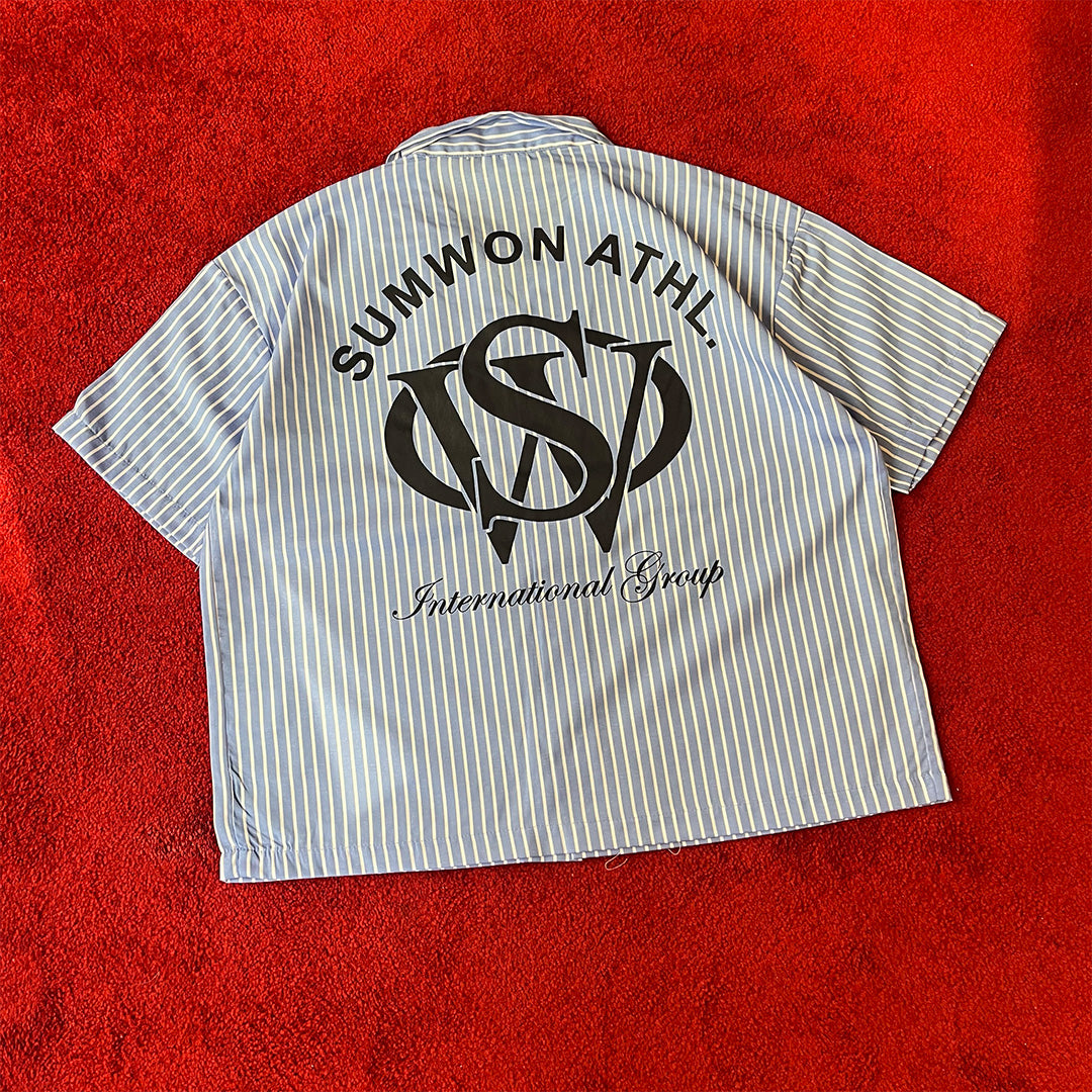 Sumwon Athletic Boxy Shirt - Blue/White Stripe