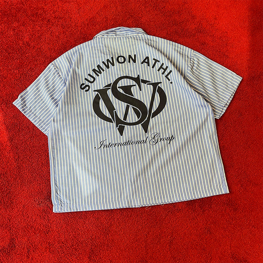 Sumwon Athletic Boxy Shirt - Blue/White Stripe