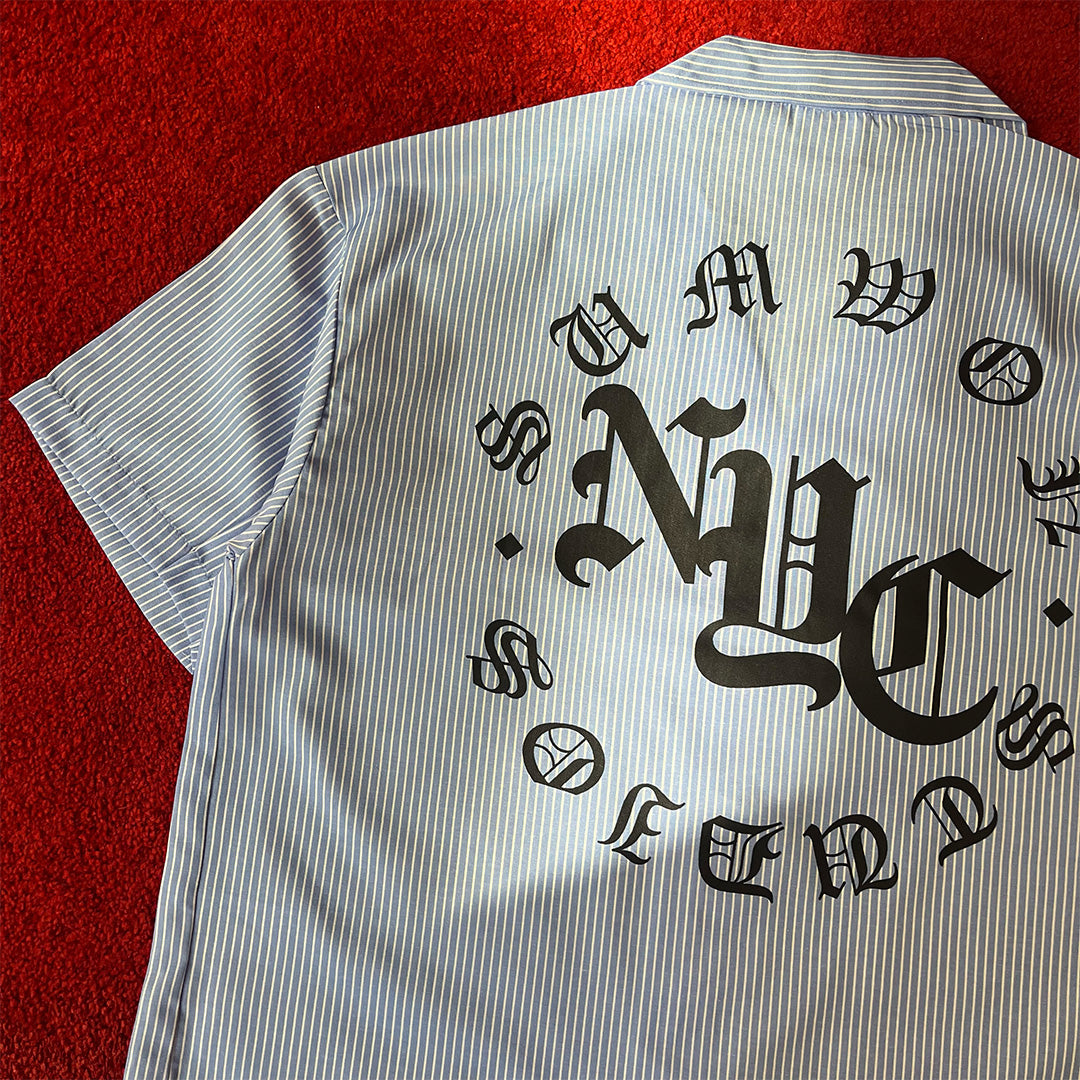 Nyc Boxy Shirt - Blue/White Stripe