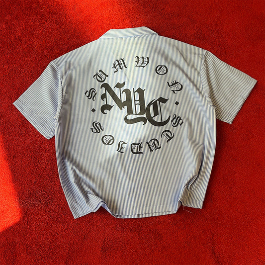 Nyc Boxy Shirt - Blue/White Stripe