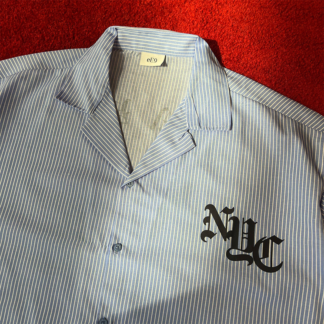 Nyc Boxy Shirt - Blue/White Stripe
